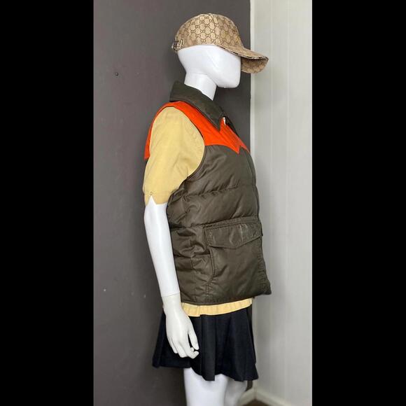 1970's Dagger Collar Down Puffer Vest from Swan Brown + Orange size M/L - Picture 2 of 10